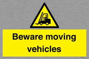Beware moving vehicles with Warning forklift symbol